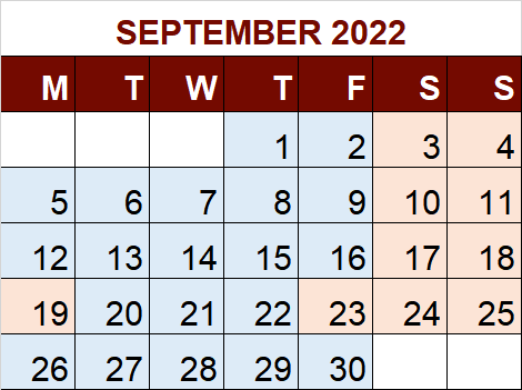 202209Business calendar