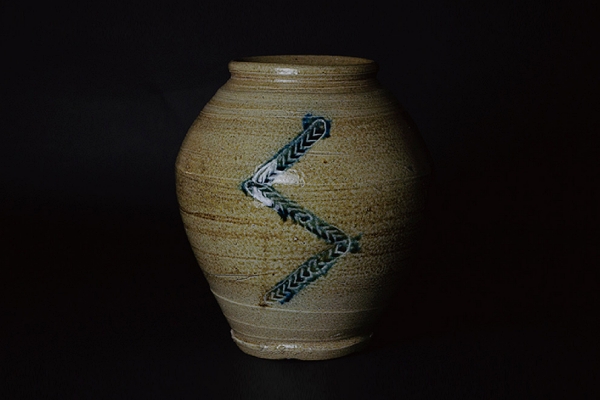 Flower vessel, Salt glazed pattern vase - Shoji Hamada, Mashiko ware, Ceramics-Mashiko ware-Japanese Ceramics