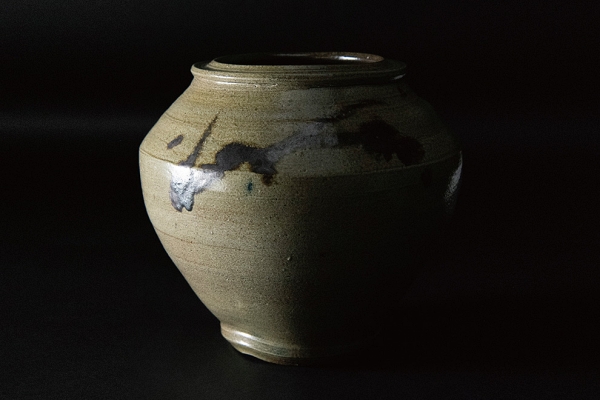 Flower vessel, Salt glazed vase, Iron painting - Shoji Hamada, Mashiko ware, Ceramics-Mashiko ware-Japanese Ceramics