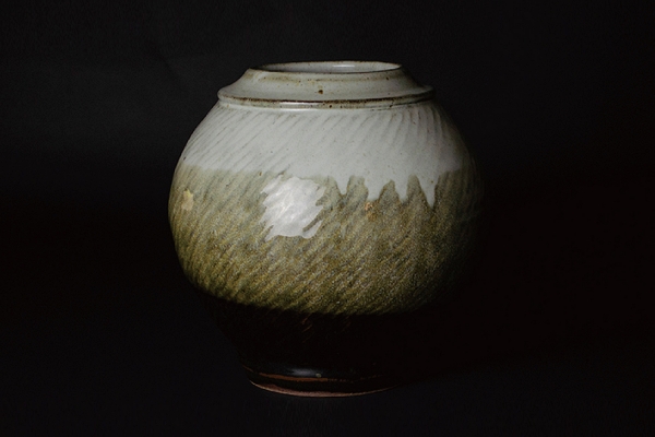 Flower vessel, Multiply glaze inlaid pot, Rope-pattern - Tatsuzo Shimakoa, Mashiko ware, Ceramics-Mashiko ware-Japanese Ceramics