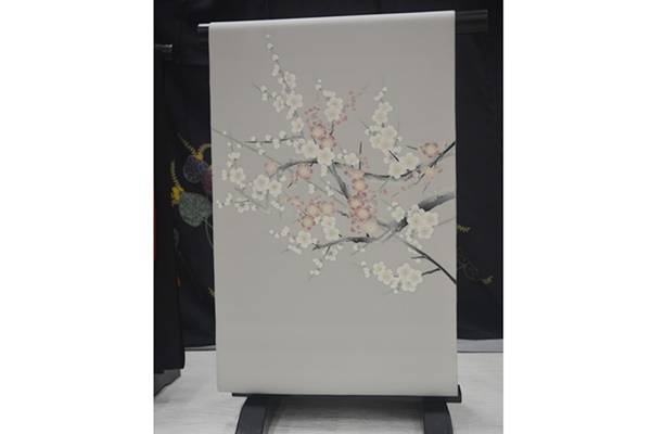 Cloth, Kimono sash belt cloth, Cherry blossom - Akira Konno, Tokyo yuzen dyeing-Tokyo yuzen dyeing-Japanese Woven and dyed textiles