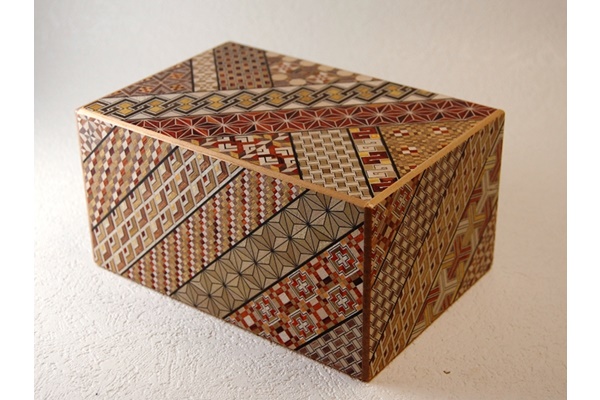 Box, Secret box, 28 tricks+1, Small parquet pattern, 6-sun size - Hakone wood mosaic, Wood crafts-Hakone wood mosaic-Japanese Wood and bamboo crafts