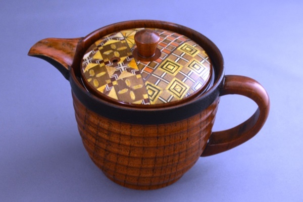 Tea supplies, Kyusu teapot - Hakone wood mosaic, Wood crafts-Hakone wood mosaic-Japanese Wood and bamboo crafts