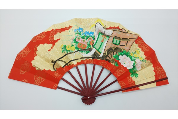 Ornament, Decorative fan set, Gosho carriage, 9-sun size - Kyoto folding fans-Kyoto folding fans-Japanese Uchiwa and sensu fans