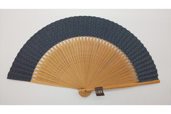 Japanese style accessories, Fan, 45 ribs, Short cloth, Ise katagami, Hemp-leaf pattern - Kyoto folding fans-Kyoto folding fans-Japanese Uchiwa and sensu fans