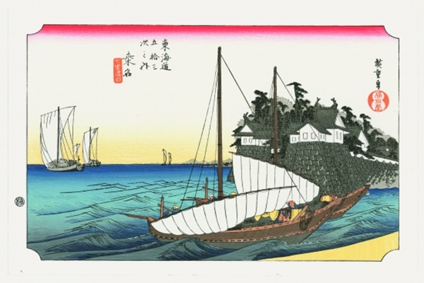 Ukiyoe, Fifty-three Stations of the Tokaido, 42nd station Kuwana - Hiroshige Utagawa, Edo woodblock print-Edo woodblock prints-Japanese Other crafts