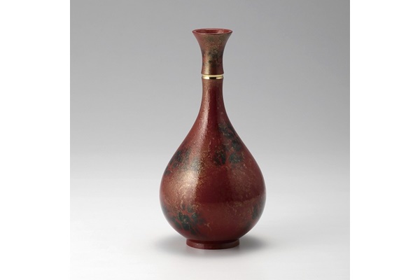Flower vessel, Vase, Jewel shape, Red - Takaoka copperware, Metalwork-Takaoka copperware-Japanese Metalwork