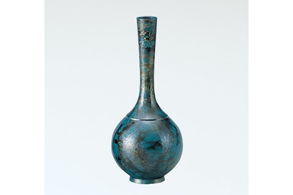 Flower vessel, Vase, Jewel shape, Small, Green - Takaoka copperware, Metalwork-Takaoka copperware-Japanese Metalwork