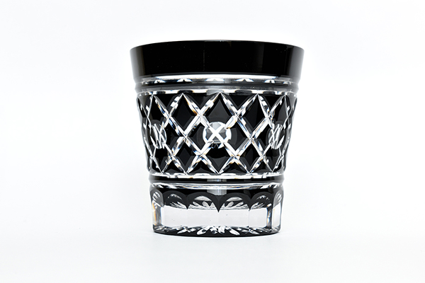 Drinking vessel, Old-fashioned glass, Tamayarai, Black - Hidetaka Shimizu, Edo kiriko cut glass-Edo kiriko cut glass-Japanese Glass