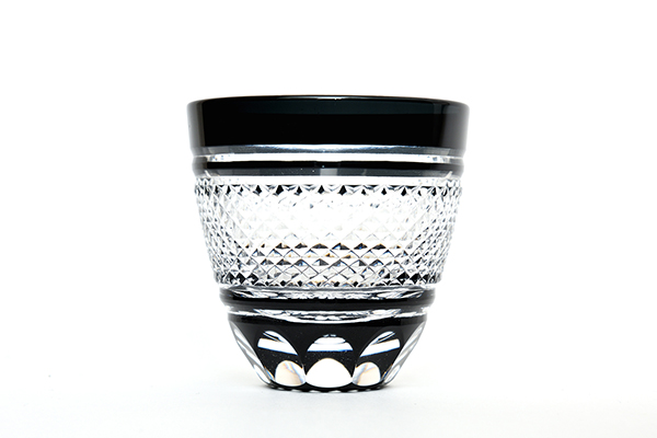 Drinking vessel, Large sake cup, Nanako, Black - Hidetaka Shimizu, Edo kiriko cut glass-Edo kiriko cut glass-Japanese Glass