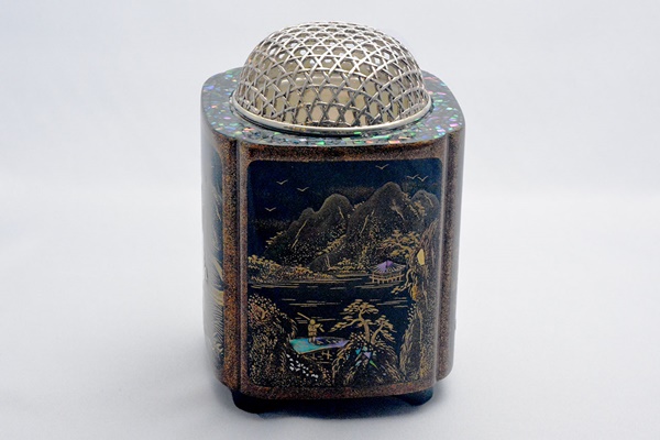 Ornament, Incense burner, Landscape Maki-e - Sanao Matsuda, Echizen lacquerware-Echizen lacquerware-Japanese Lacquerware