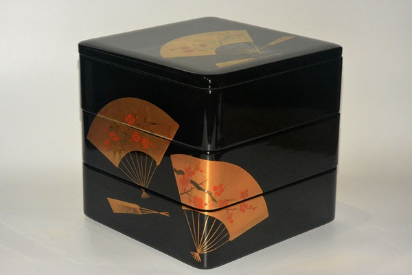 Box, Three-tiered food box, Fan, Bento - Sanao Matsuda, Echizen lacquerware-Echizen lacquerware-Japanese Lacquerware