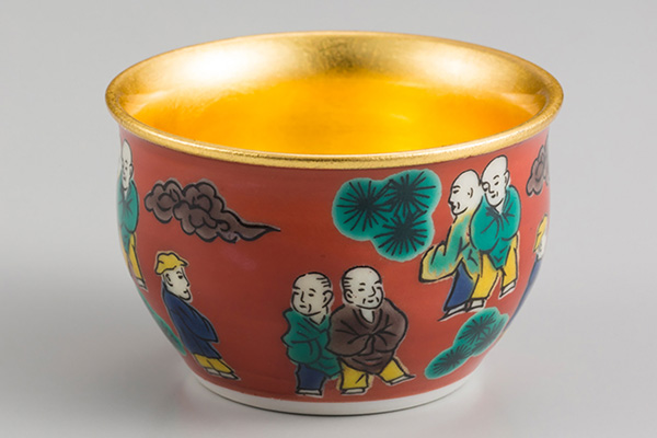 Drinking vessel, Sake cup Mokubei  - Ceramics, Kanazawa gold leaf, Craft material-Kanazawa gold leaf-Japanese Other crafts