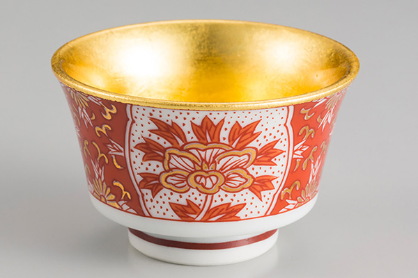 Drinking vessel, Sake cup Hachiro - Ceramics, Kanazawa gold leaf, Craft material-Kanazawa gold leaf-Japanese Other crafts