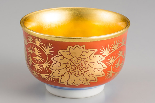 Drinking vessel, Sake cup Eiraku - Ceramics, Kanazawa gold leaf, Craft material-Kanazawa gold leaf-Japanese Other crafts
