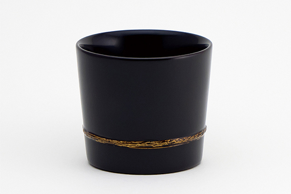 Drinking vessel, Large sake cup, Rope-pattern, Black - Kawatsura lacquerware-Kawatsura lacquerware-Japanese Lacquerware