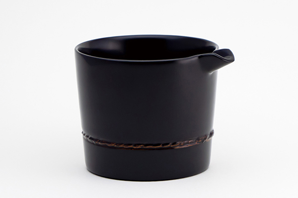 Drinking vessel, Lipped bowl, Rope-pattern, 180ml, Black - Kawatsura lacquerware-Kawatsura lacquerware-Japanese Lacquerware