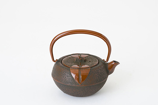 Tea supplies, Kyusu teapot Round shape Yuzu Enameled inside, Nambu ironware, Metalwork-Nambu ironware-Japanese Metalwork
