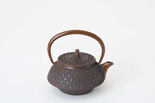 Tea supplies, Kyusu teapot Tortoise shell and Arare Enameled inside, Nambu ironware, Metalwork-Nambu ironware-Japanese Metalwork