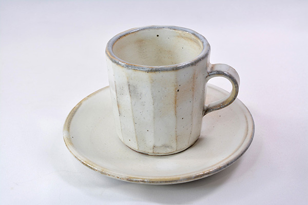 Cafe supplies, Kohiki Cup and saucer, Hiroshi Kikuchi, Kasama ware, Ceramics-Kasama ware-Japanese Ceramics