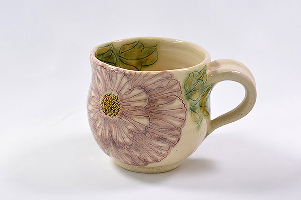 Cup, Round ｍug, Peony, Purple - Shousen-kiln, Yoshihei Katou, Mino ware, Ceramics-Mino ware-Japanese Ceramics