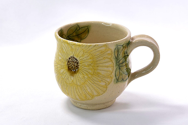 Cup, Round ｍug, Peony, Yellow - Shousen-kiln, Yoshihei Katou, Mino ware, Ceramics-Mino ware-Japanese Ceramics
