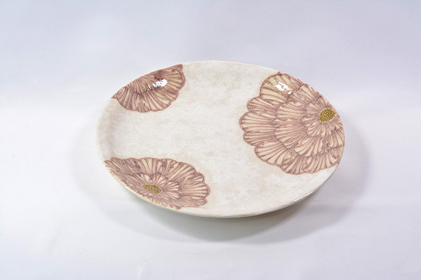 Table ware, Kohiki round plate, Peony, 7.5-sun size, Purple - Shousen-kiln, Yoshihei Katou, Mino ware, Ceramics-Mino ware-Japanese Ceramics