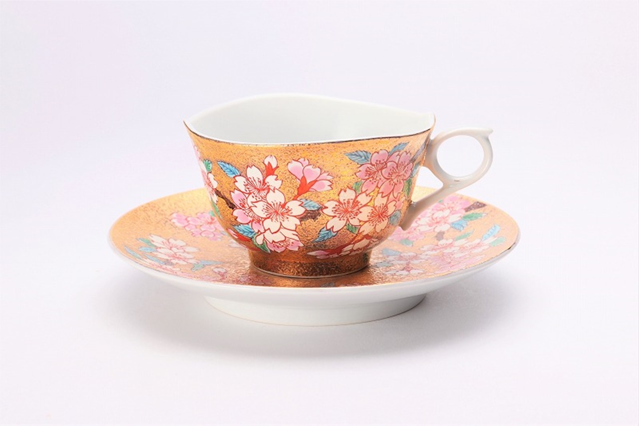 Coffee cup golden painting Sakura / Tendou Eguchi