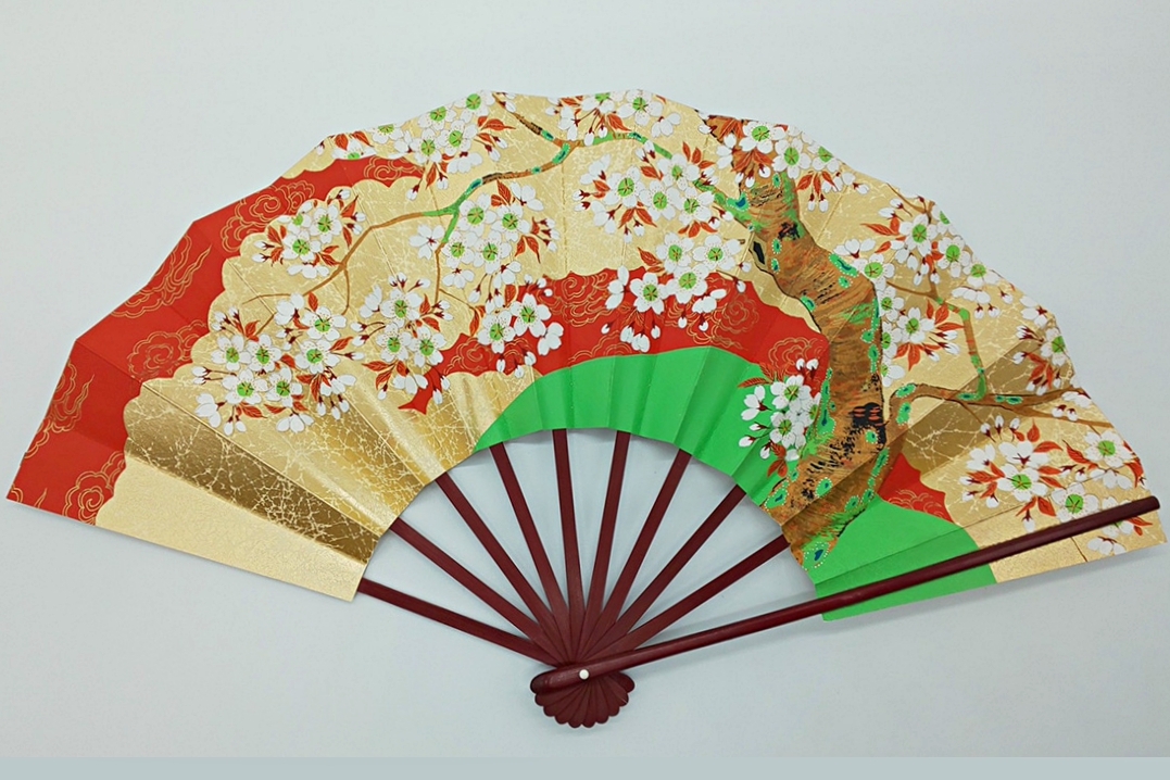 Folding fan 9 inch decorative fan set, cherry blossoms
